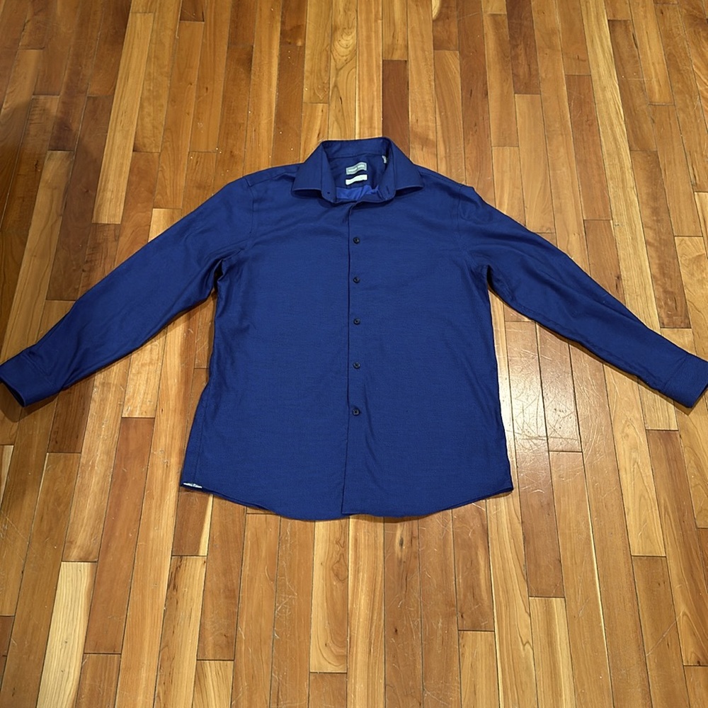 Michael Kors - Blue & Black Patterned Button-Down Dress Shirt, Size 16, 32/33